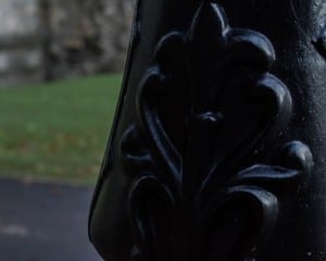 This is the side of a lamppost I discovered in a garden near the Cathedral.